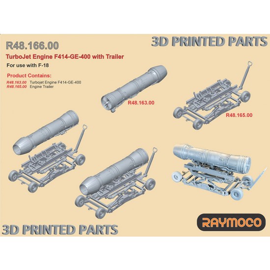 1/48 F-18 Turbo Jet Engine F414-GE-400 with Trailer for Hasegawa kit