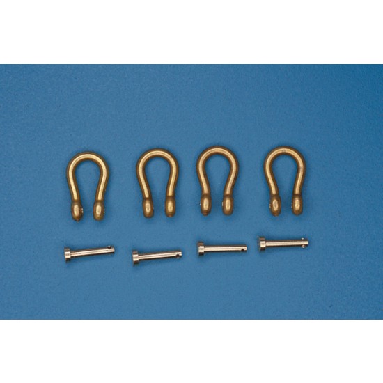 1/35 Brass Shackles (4pcs, Type:A, H: 9.5mm, D: 6.5mm, R: 1.5mm) for military vehicles