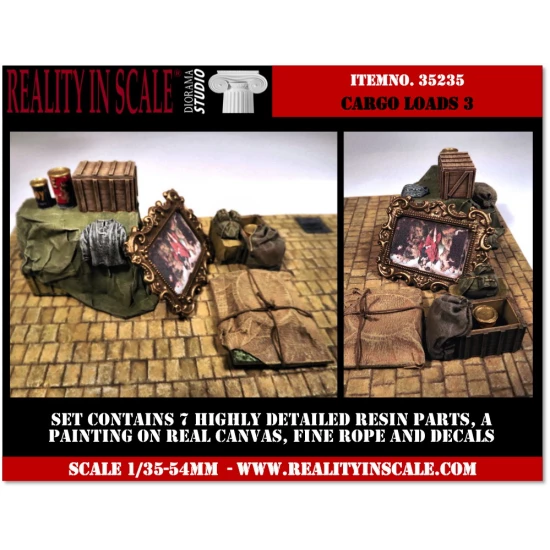 1/35 Cargo Loads Set 3 (7 resin pcs. decals, fine rope & painting on real canvas)