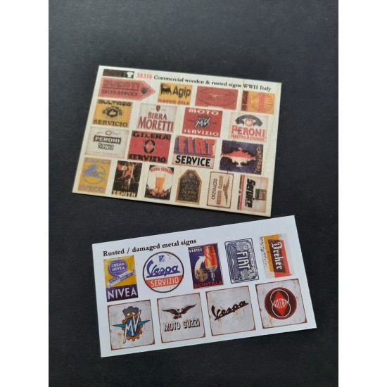 1/35 WWII-Present Italian Commercial Wooden & Rusted Signs