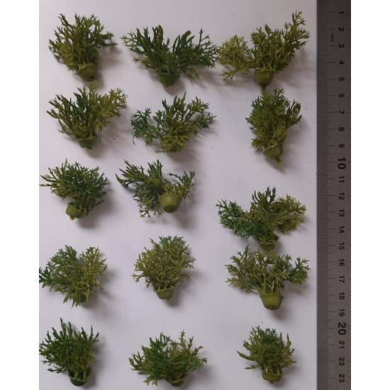 1/35 - 1/16 Plastic Plants - Wild Bushes Medium/Dark Green (15pcs)