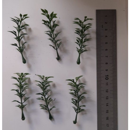 1/35 - 1/16 Plastic Plants - Tall Bushes Dark Spring Green (6pcs)