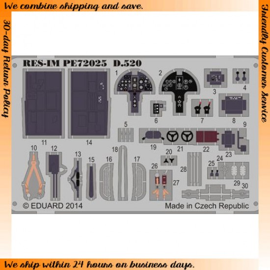 1/72 Dewoitine D.520 Interior Detail-up Set for Hasegawa kit
