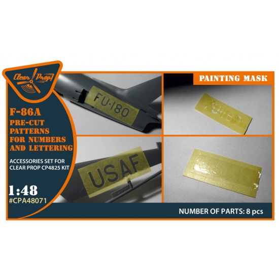 1/48 F-86A Numbers and Lettering Painting Mask for Clear Prop #4825