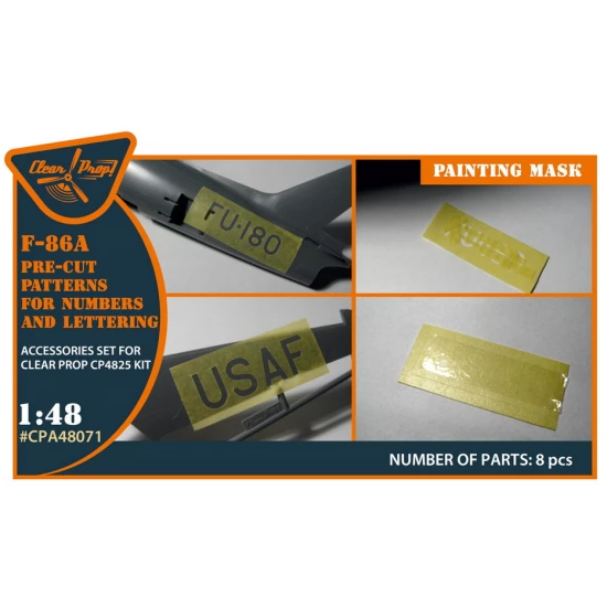 1/48 F-86A Numbers and Lettering Painting Mask for Clear Prop #4825