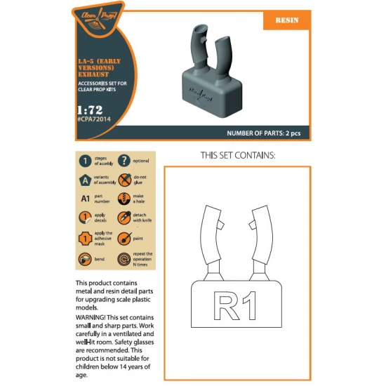 1/72 Lavochkin La-5 Early Version Resin Exhaust for ClearProp #CP72014