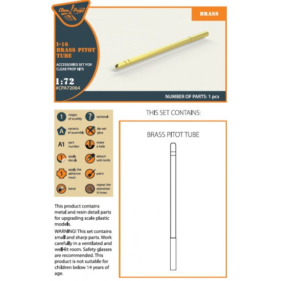1/72 Polikarpov I-16 Brass Pitot Tube for ClearProp kits