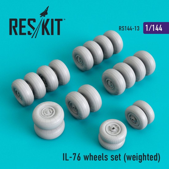 1/144 Ilyushin IL-76 Wheels set (weighted) for Zvezda, Trumpeter kits