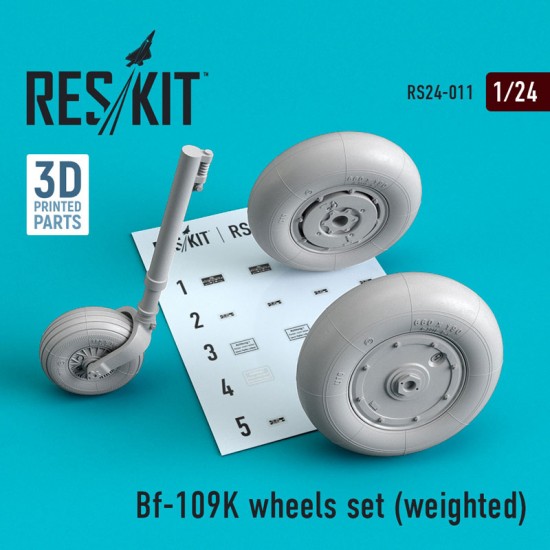 1/24 Messerschmitt Bf-109K Wheels set (weighted) for Trumpeter kits