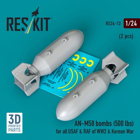1/24 WWII/Korean War USAF/RAF AN-M58 Bombs 500lbs (2pcs)