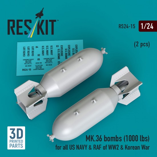 1/24 WWII/Korean War US Navy/RAF MK.36 Bombs 1000lbs (2pcs)
