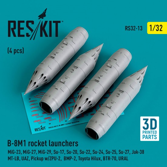 1/32 B-8M1 Rocket Launcher 4pcs for Trumpeter Mig-23/27/29 Su-17/20/22/24/25/27/33 Jak-38