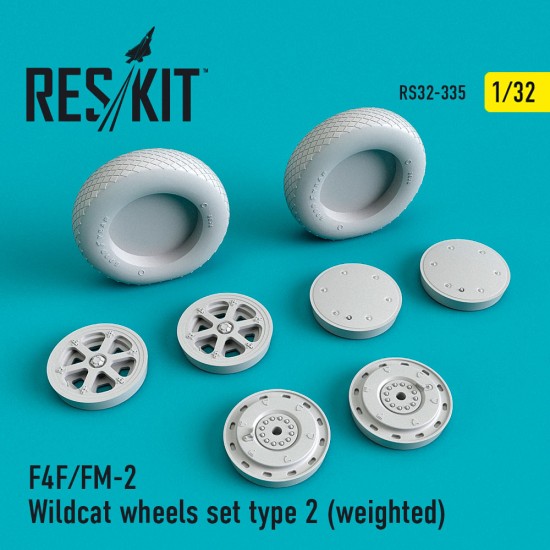 1/32 Grumman F-4F/FM-2 Wildcat Wheels set Type 2 (weighted) for Revell/Trumpeter kits