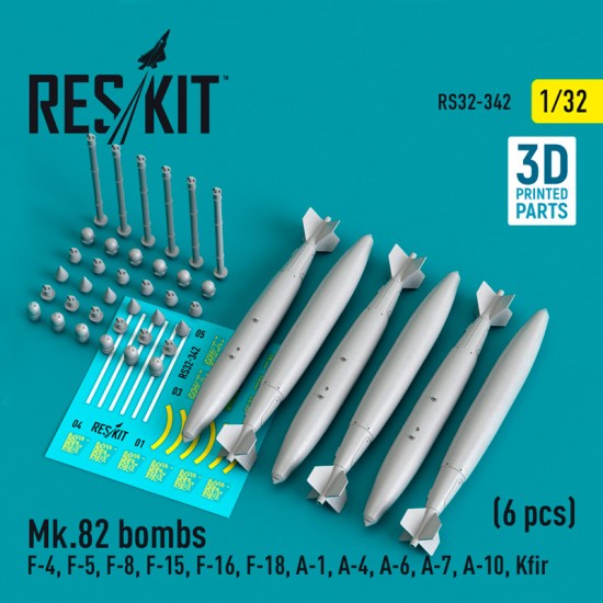 1/32 Mk.82 Bombs (4pcs) for Revell/Tamiya/Academy/KittyHawk/Hasegawa/Kinetic