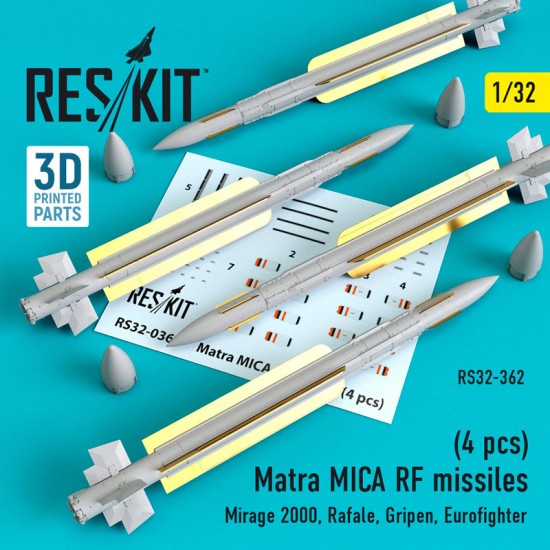 1/32 Mirage 2000/III/Rafale/Harrier/Jaguar Matra MICA RF Missiles (4pcs)