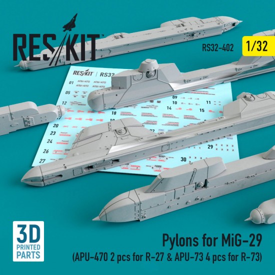1/32 Pylons for MiG-29: R-27 APU-470 (2pcs) & R-73 APU-73 (4pcs)