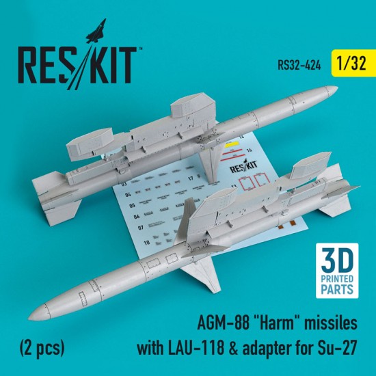 1/32 AGM-88 Harm Missiles with LAU-118 & Adapter for Su-27 (2pcs)
