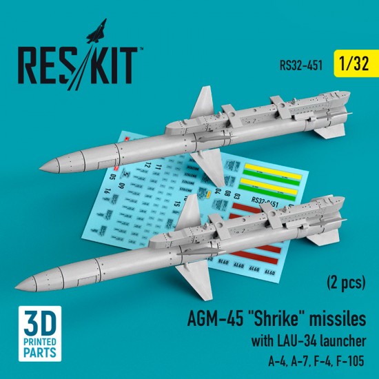 1/32 AGM-45 Shrike Missiles w/Lau-34 Launcher (2pcs) for A-4, A-7, F-4, F-105