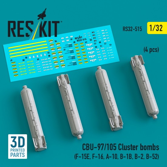 1/32 CBU-97/105 Cluster Bombs (4pcs) for F-15E, F-16, A-10, B-1B, B-2, B-52