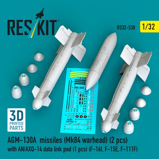 1/32 F-16I/F-15E/F-111F AGM-130A Missiles Mk 84 Warhead (2pcs) w/AN/AXQ-14 Data Link Pod