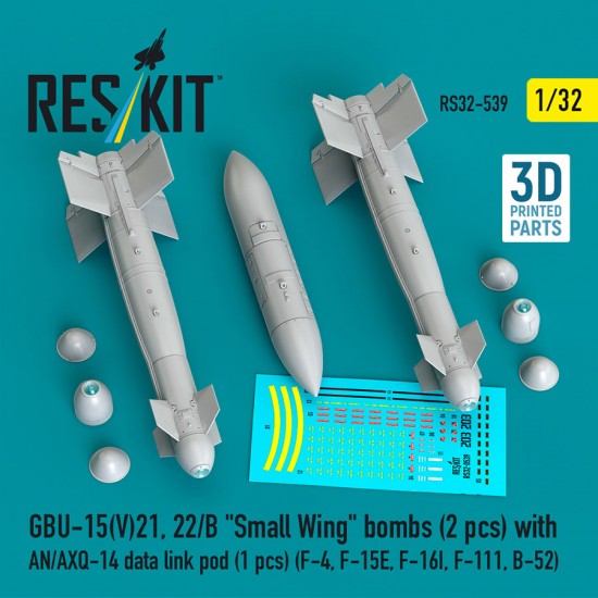 1/32 F-4/15E/16I/111 GBU-15(V)21/22/B Small Wing Bombs (2pcs) w/AN/AXQ-14 Data Link Pod