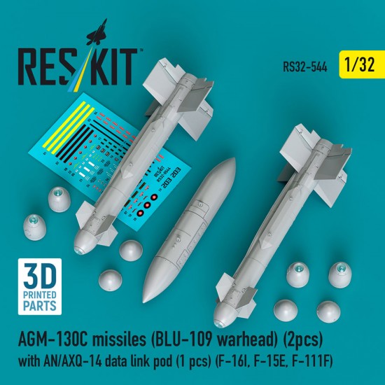 1/32 F-16I/15E/111F AGM-130C Missiles BLU-109 Warhead (2pcs) w/AN/AXQ-14 Data Link Pod