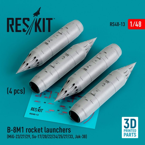 1/48 B-8M1 Rocket Launcher (4pcs) for Mig-23/27/29, Su-17/20/22/24/25/27/33, Jak-38