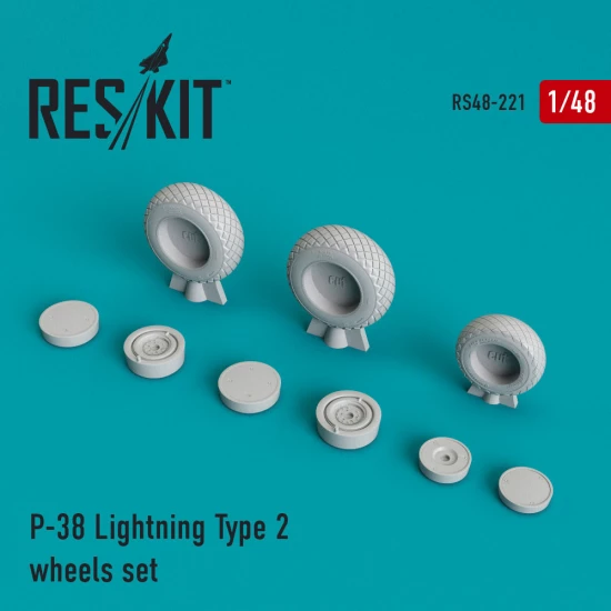 1/48 P-38 Lightning Type 2 Wheels set for Academu/Tamiya/Eduard/Hasegawa kits