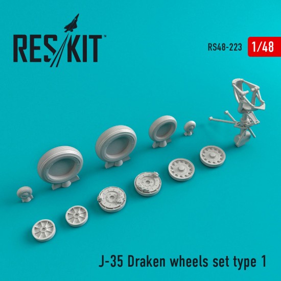 1/48 Saab J-35 Draken Type 1 Wheels Set for Hasegawa/Eduard kits