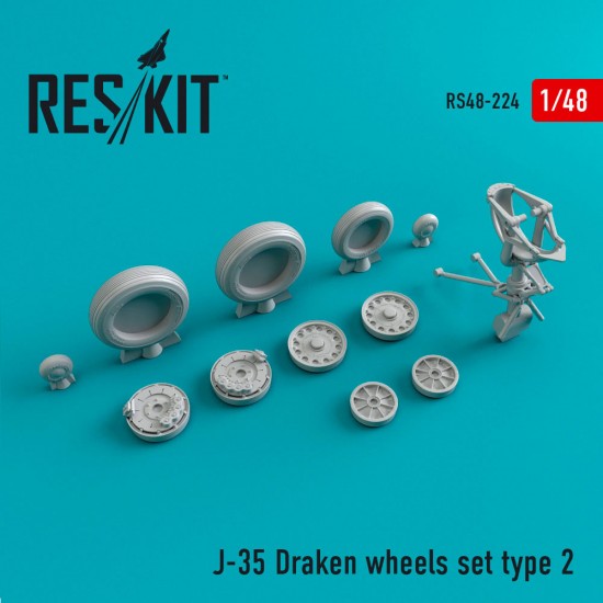 1/48 Saab J-35 Draken Type 2 Wheels Set for Hasegawa/Eduard kits