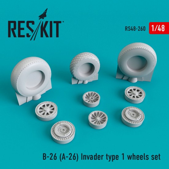 1/48 Douglas B-26 (A-26) Invader Type 1 Wheels set for ICM/Hasegawa/Monogram/Revell kits