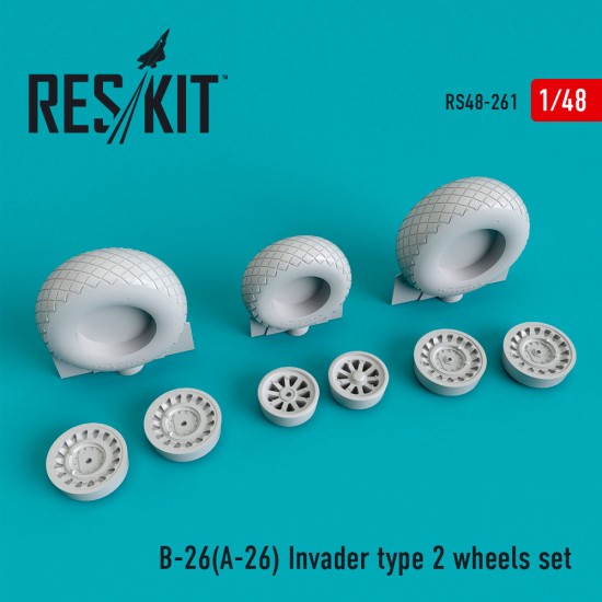 1/48 Douglas B-26 (A-26) Invader Type 2 Wheels set for ICM/Hasegawa/Monogram/Revell kits
