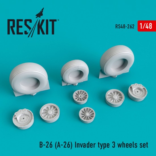1/48 Douglas B-26 (A-26) Invader Type 3 Wheels set for ICM/Hasegawa/Monogram/Revell kits