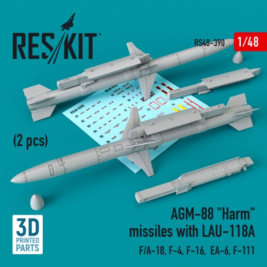 1/48 F/A-18, F-4, F-16, EA-6, F-111 AGM-88 Harm Missiles with LAU-118A (2pcs)