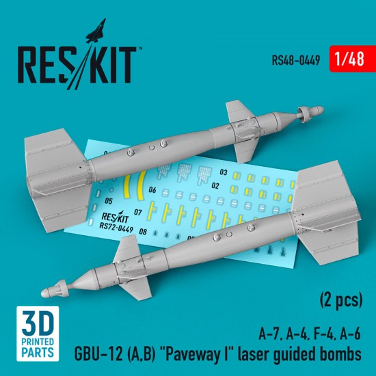 1/48 GBU-12 (A,B) Paveway I Laser Guided Bombs (2pcs) for A-7, A-4, F-4, A-6