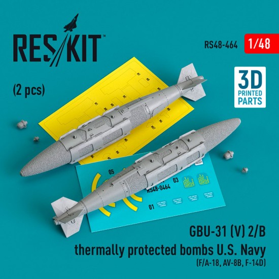 1/48 USN F/A-18, AV-8B, F-14D GBU-31 (V) 2/B Thermally Protected Bombs (2pcs, 3D Printed)