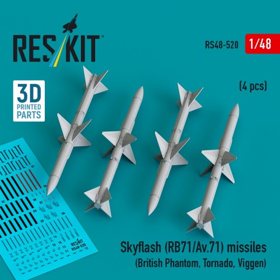 1/48 Skyflash (RB71/Av.71) Missiles (4pcs) for British Phantom, Tornado, Viggen