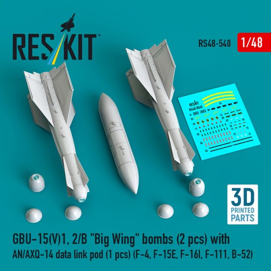 1/48 GBU-15(V)1/2/B Big Wing Bombs (2pcs) with AN/AXQ-14 Data Link Pod