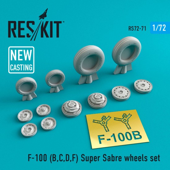 1/72 F-100 Super Sabre Wheels Set for Hasegawa/Esci/AMT/Italeri/Trumpeter kits