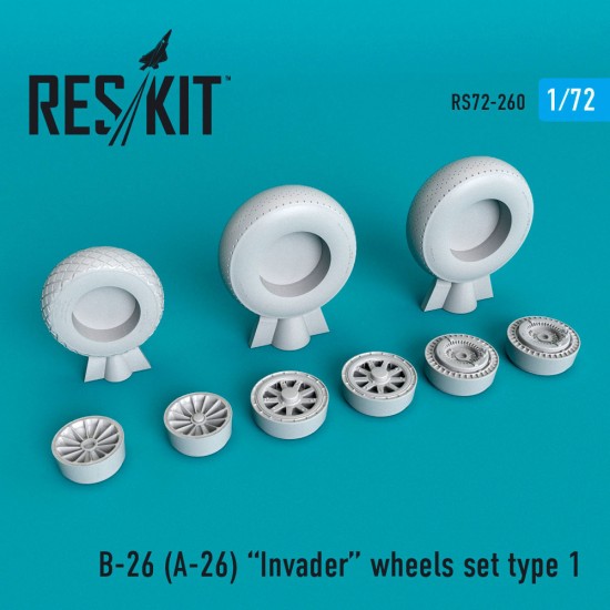 1/72 Douglas B-26 (A-26) Invader Wheels set Type 1 for Italeri kits