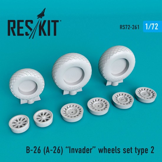 1/72 Douglas B-26 (A-26) Invader Wheels set Type 2 for Italeri kits