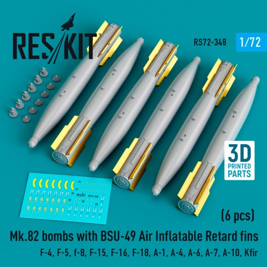 1/72 Mk.82 Bombs w/BSU-49 Air Inflatable Retard Fins (4pcs)