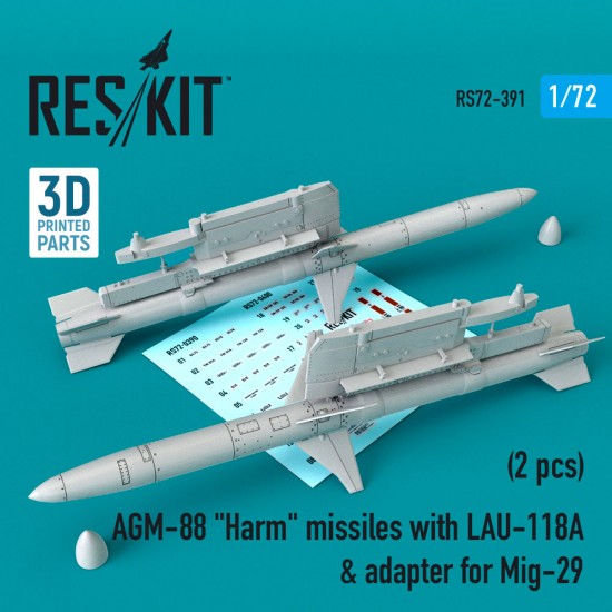 1/72 AGM-88 Harm Missiles with LAU-118 & Adapter for MiG-29 (2 pcs)