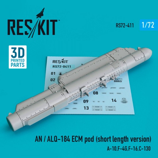 1/72 AN / ALQ-184 ECM Pod (short length version) for A-10, F-4G, F-16, C-130
