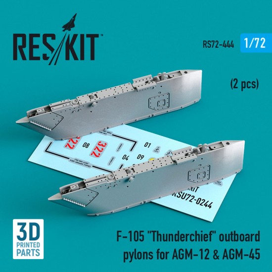 1/72 F-105 Thunderchief Outboard AGM-12 & AGM-45 Pylons (2pcs, 3D printing)