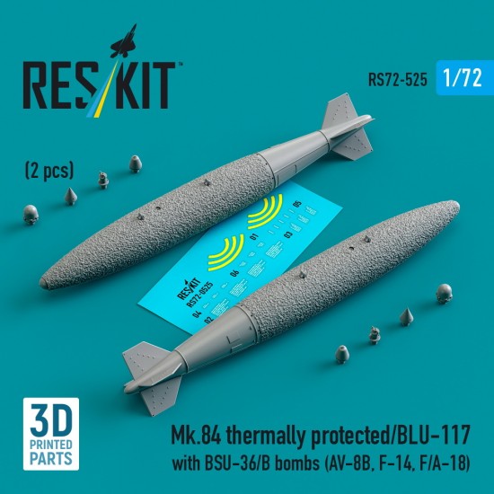 1/72 Mk.84 Thermally Protected/BLU-117 with BSU-36/B Bombs for AV-8B/F-14