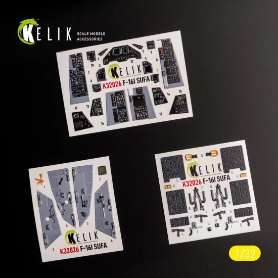 1/32 F-16I Sufa Interior parts (3D decals) for Academy kit 