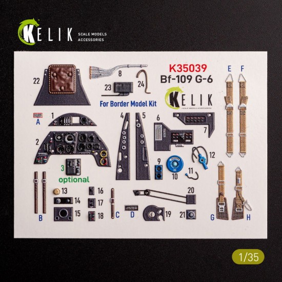 1/35 Bf-109 G-6 Interior 3D Decals for Border kit