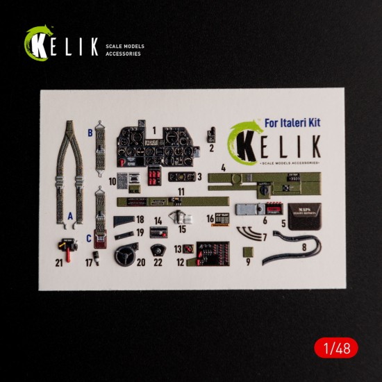 1/48 P-47D Thunderbolt Interior parts (3D decals) for Italeri/Academy kit 