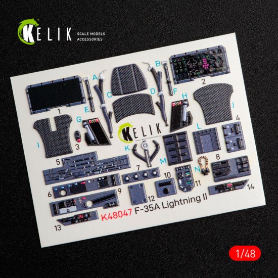 1/48 Lockheed Martin F-35A Lightning II Interior 3D Decals for Kitty Hawk kit